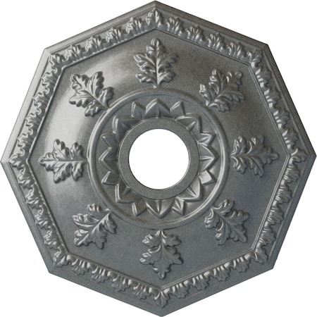 Ekena Millwork Nottingham Ceiling Medallion (Fits Canopies up to 4 5/8"), 18"OD x 3 1/2"ID x 1 1/2"P, Platinum CM18NTPLS